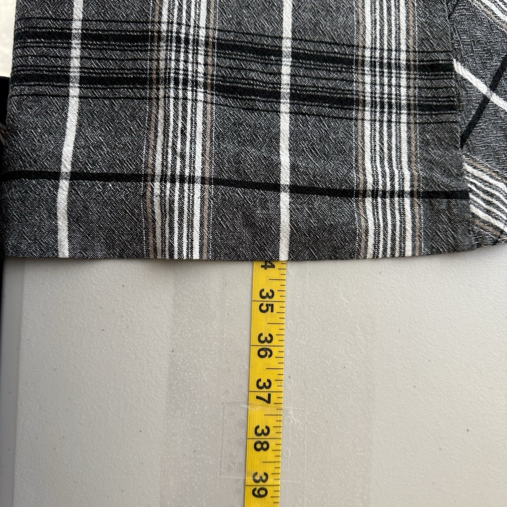 J Jill Dress Womens XS Black White‎ Plaid Roll Tab Sleeves Linen Blend Pockets - Picture 11 of 11